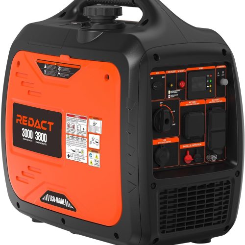 Redact Portable Generators for Home Use, 3800W Gasoline Inverter Generator, Outdoor Generator for Camping, RV Generators with CO Sensor, Whole House Power-Generators for Power Outages