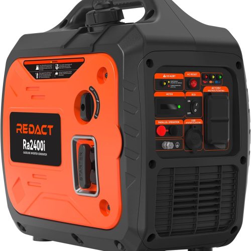 Redact 2400W Inverter Generator for Home Use - Portable Gas Generator with CO Detect, EPA-certified, Quiet Low Oil Shutdown, Clean Power for Electronics,Camping
