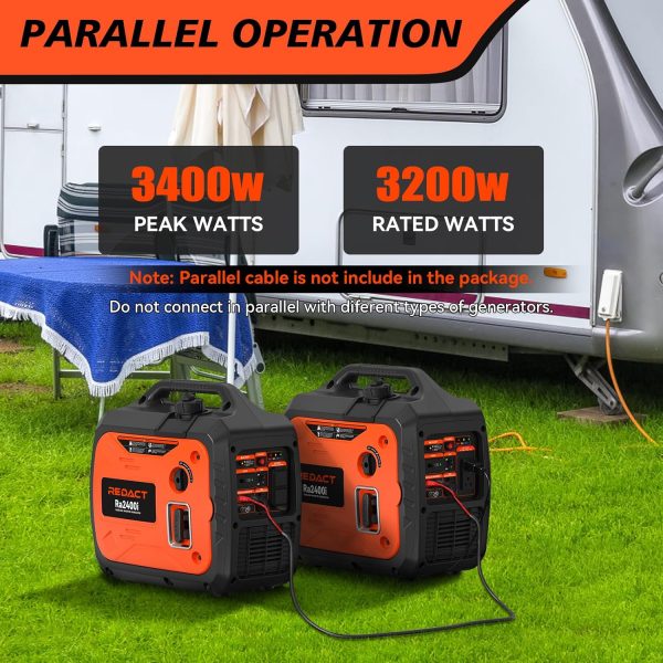 Redact 2400W Inverter Generator for Home Use - Portable Gas Generator with CO Detect, EPA-certified, Quiet Low Oil Shutdown, Clean Power for Electronics,Camping